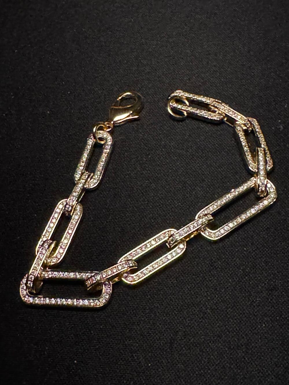 Vintage Gold Plated 6in Bracelet with Crystals